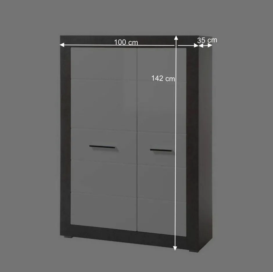 Modernes Hochglanz Highboard mit 2 Türen - Istensa I^Wohnen New