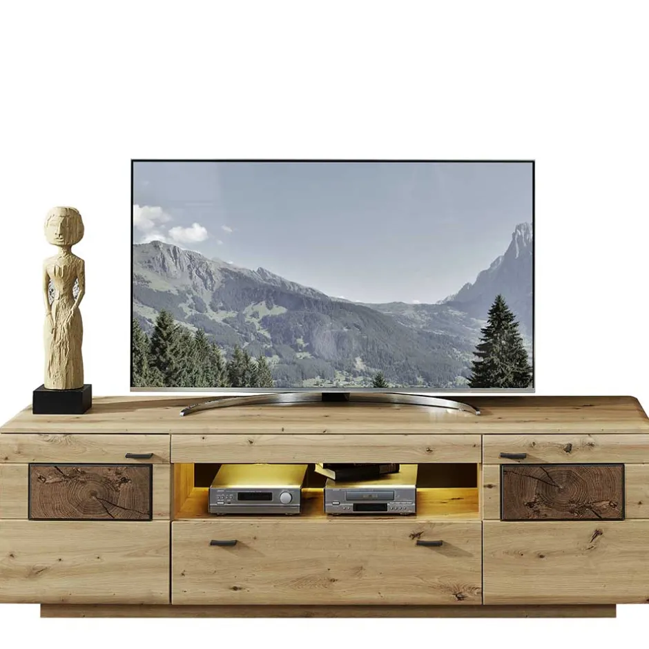 Modernes TV Lowboard in Holzoptik Wildeiche - Iniaco^Wohnen Discount