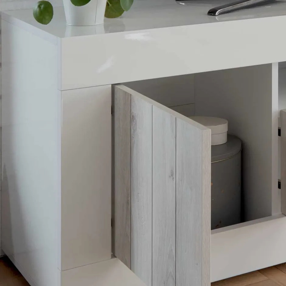 Wohnen Modernes TV Lowboard mit Fach & 3 Türen - Merenda