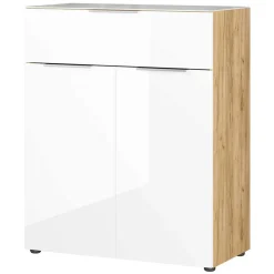 Wohnen Modernes Vertiko in Weiß & Wildeiche - Duclia