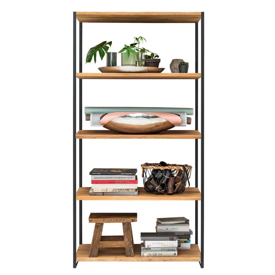 Modernes Wildeiche Regal mit Stahlgerüst - Sluganov^Wohnen New