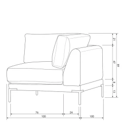 Wohnen Modulares Sofa Eckelement in Hellgrau - Horedion