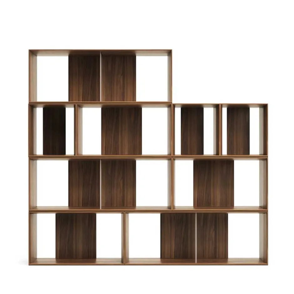 Wohnen Modulregal in Nussbaum Furnier - Abelle (neunteilig)