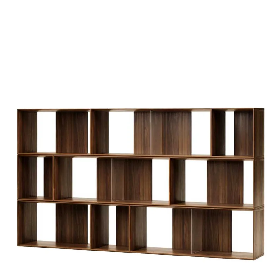 Wohnen Modulregal in Nussbaum Furnier - Abelle (neunteilig)