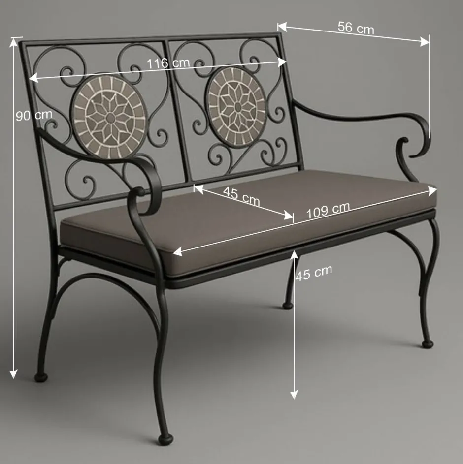 Mosaik Gartenbank mit zwei Sitzplätzen - Estravo^Wohnen Best