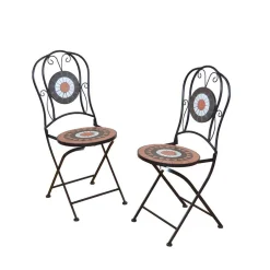Wohnen Mosaik Gartenstuhl Set Etiennas mit Eisen Schwarz (2er Set)