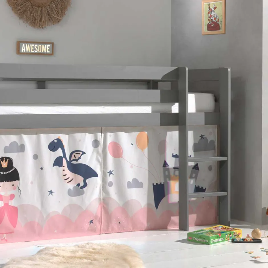 Kinder Wohnen Märchen Kinderzimmer Hochbett in Grau - Uschi
