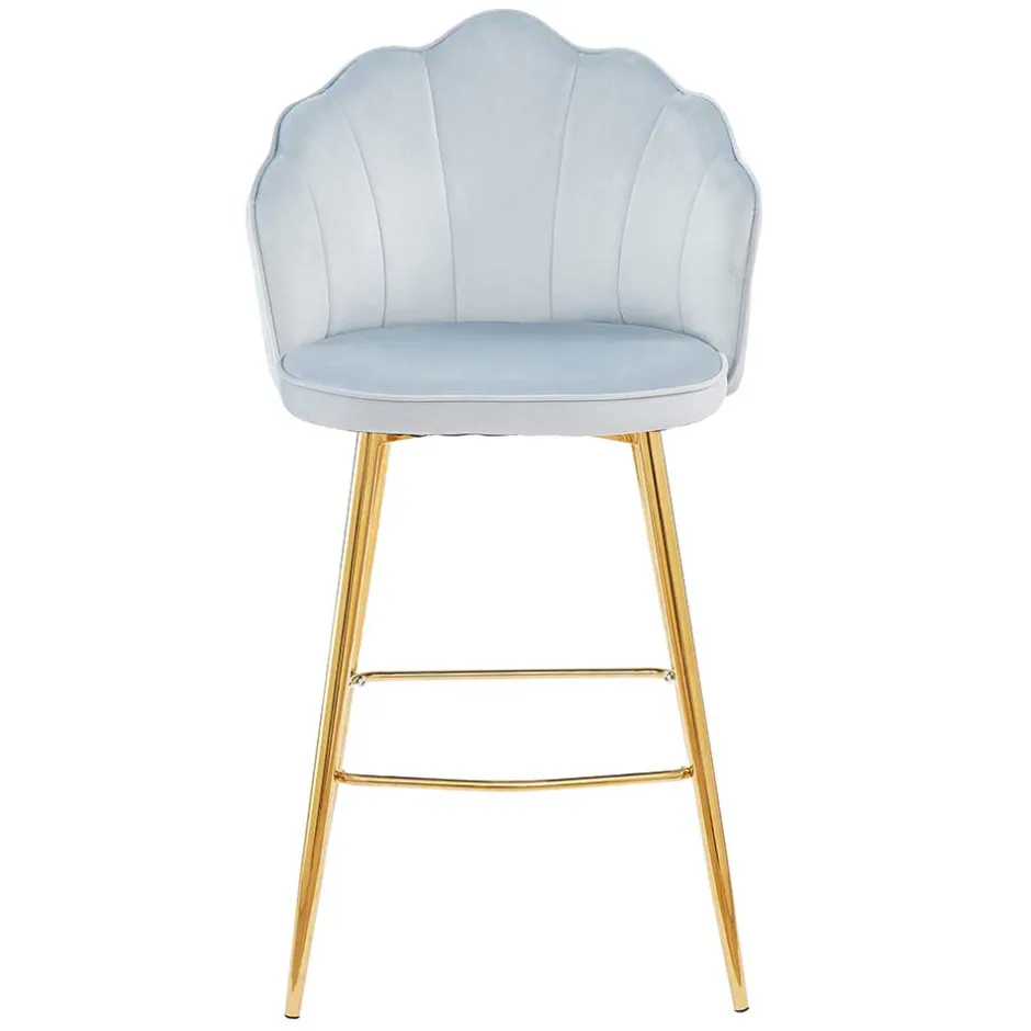 Wohnen Muschel Barstühle in Hellgrau & Gold - Locceri (2er Set)