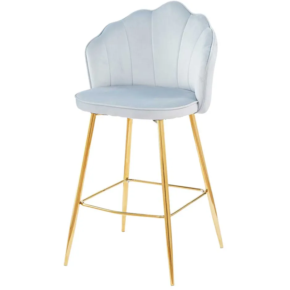 Wohnen Muschel Barstühle in Hellgrau & Gold - Locceri (2er Set)