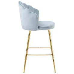 Wohnen Muschel Barstühle in Hellgrau & Gold - Locceri (2er Set)