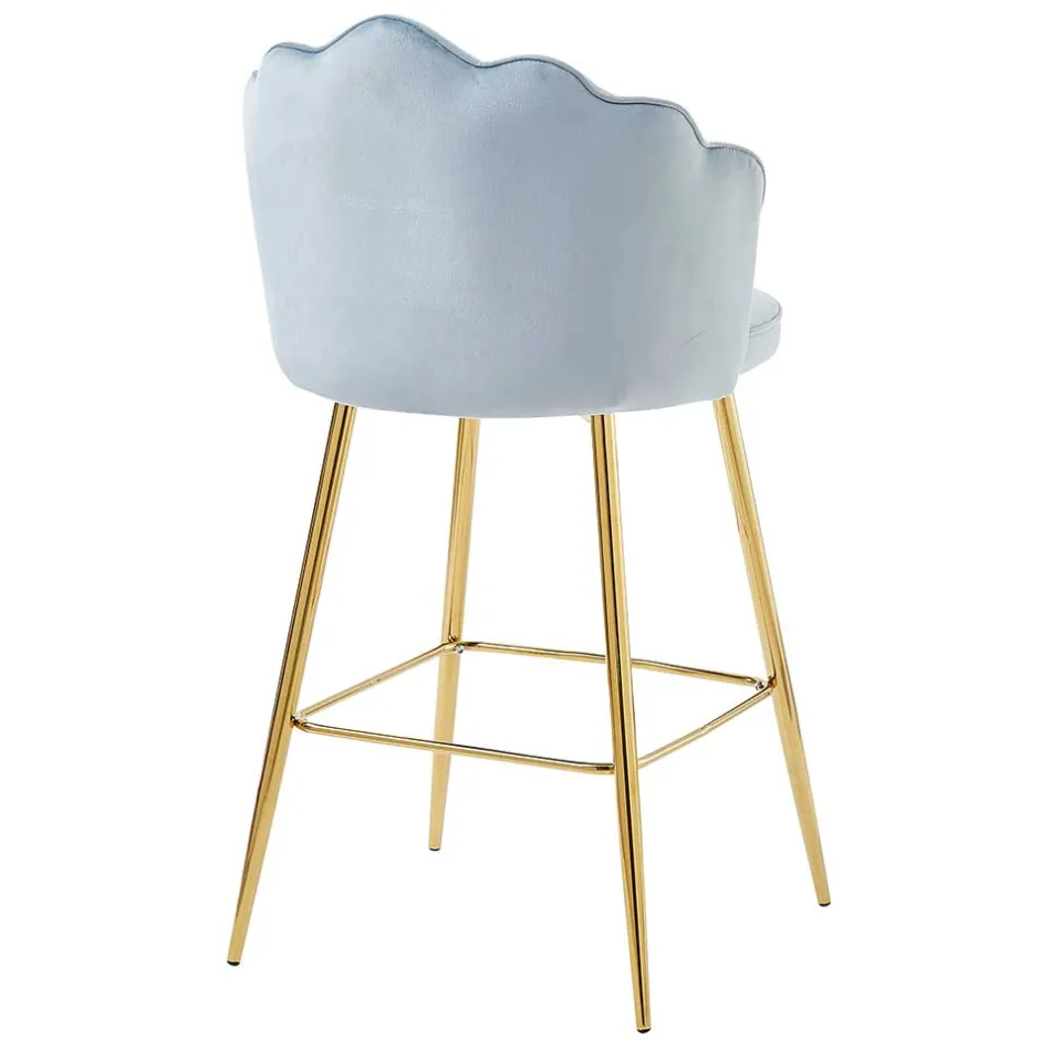 Wohnen Muschel Barstühle in Hellgrau & Gold - Locceri (2er Set)