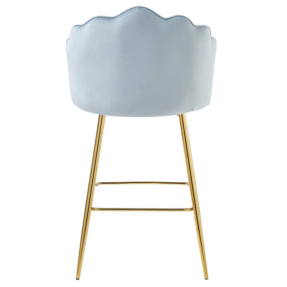 Wohnen Muschel Barstühle in Hellgrau & Gold - Locceri (2er Set)