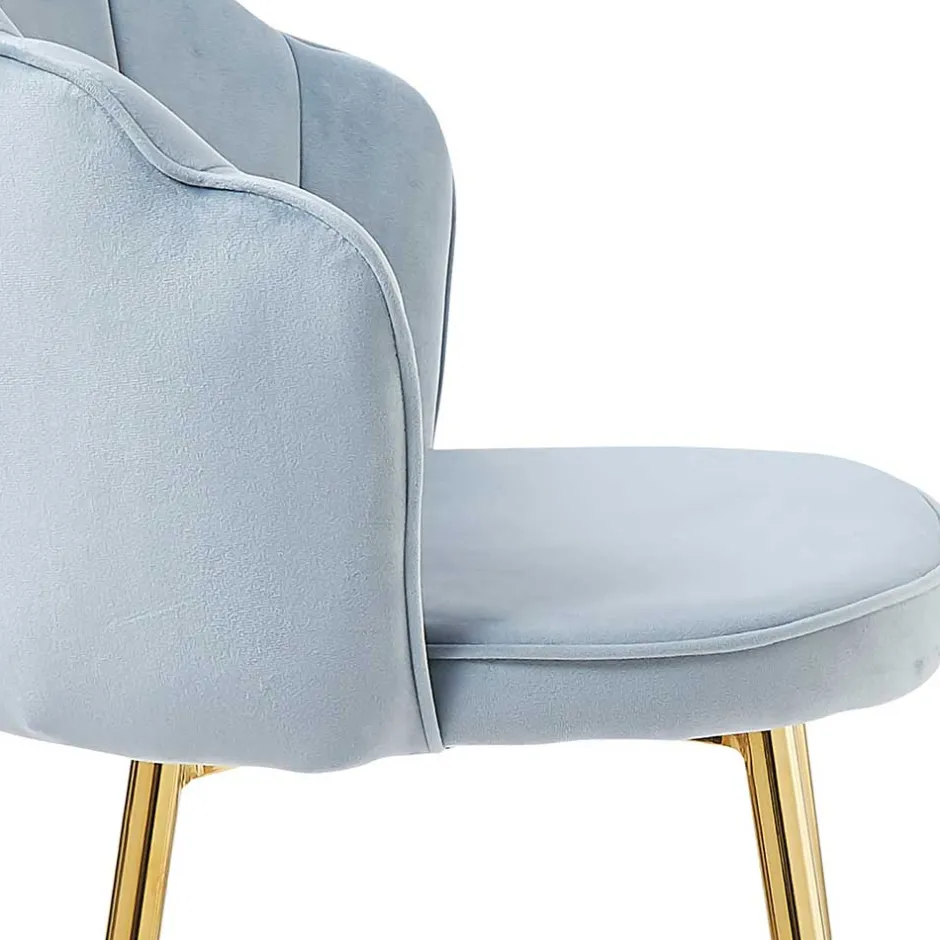 Wohnen Muschel Barstühle in Hellgrau & Gold - Locceri (2er Set)