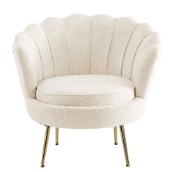 Wohnen Muschel Designsessel in Creme Boucle - Ucera