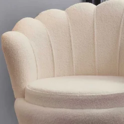 Wohnen Muschel Designsessel in Creme Boucle - Ucera