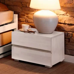 Nachtkommode aus Buche in Weiß lasiert - Elric^Wohnen Best