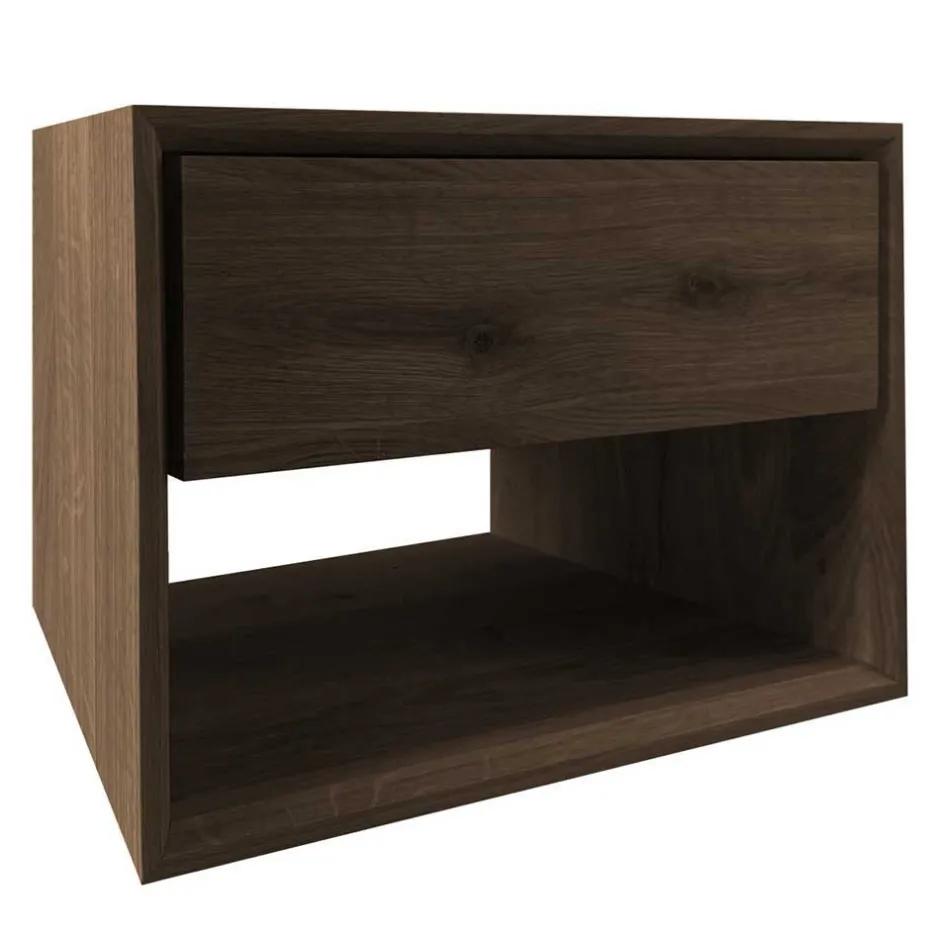 Wohnen Nachtkommode für die Wand in Eiche Dunkel - Live