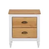 Wohnen Nachtkommode im Landhaus Look mit Metallgriffen - Xasimir