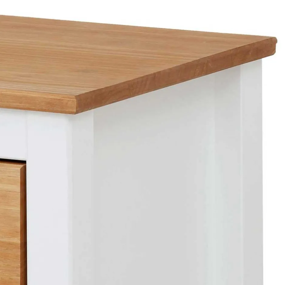 Wohnen Nachtkommode im Landhaus Look mit Metallgriffen - Xasimir