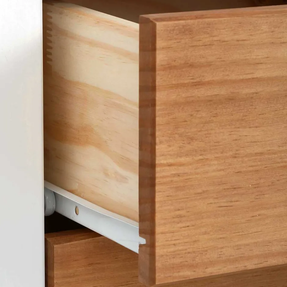 Wohnen Nachtkommode im Landhaus Look mit Metallgriffen - Xasimir