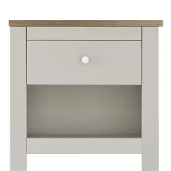 Wohnen Nachtkommode in Cremeweiß mit Eiche - Langoona