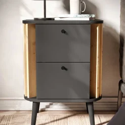 Nachtkommode in Grau und Wildeiche - Penzanca^Wohnen Discount
