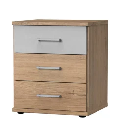 Wohnen Nachtkommode in heller Beton Optik & Eiche - Anca