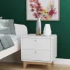 Wohnen Nachtkommode in Weiß mit Eiche - Kolreva