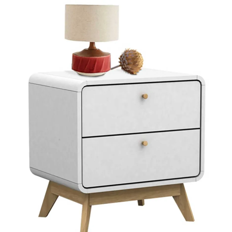 Wohnen Nachtkommode in Weiß mit Eiche - Kolreva