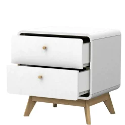 Wohnen Nachtkommode in Weiß mit Eiche - Kolreva