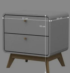 Wohnen Nachtkommode in Weiß mit Eiche - Kolreva