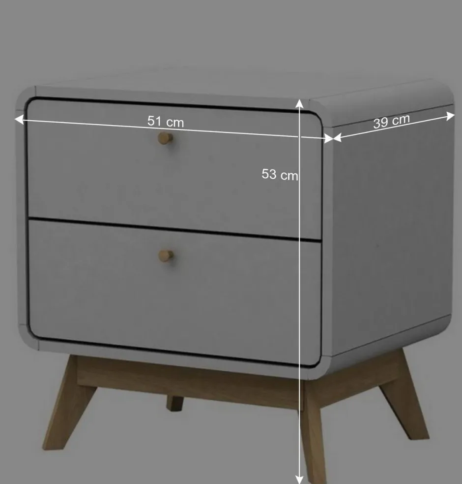 Wohnen Nachtkommode in Weiß mit Eiche - Kolreva