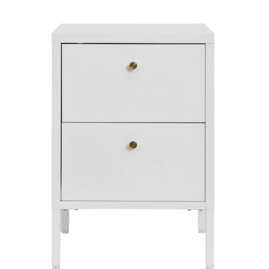 Wohnen Nachtkommode in Weiß mit Gold - Lititia