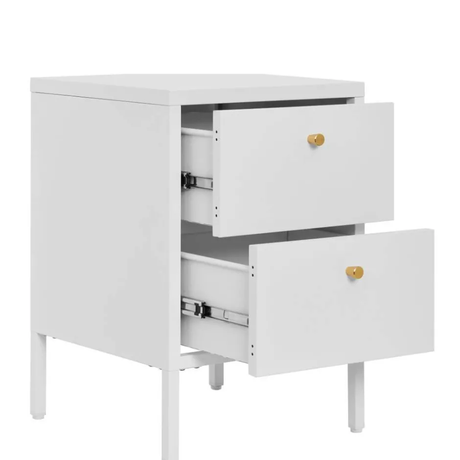 Wohnen Nachtkommode in Weiß mit Gold - Lititia