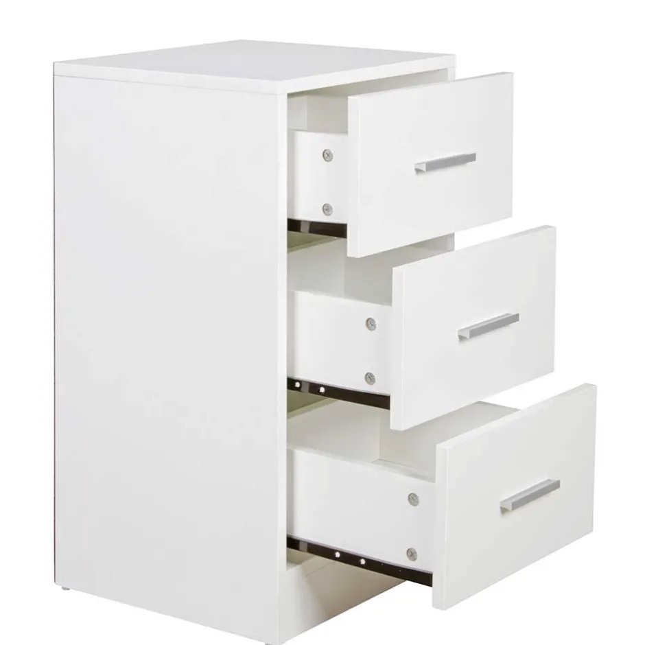 Wohnen Nachtkommode in Weiß mit Metallgriffen - Guantama