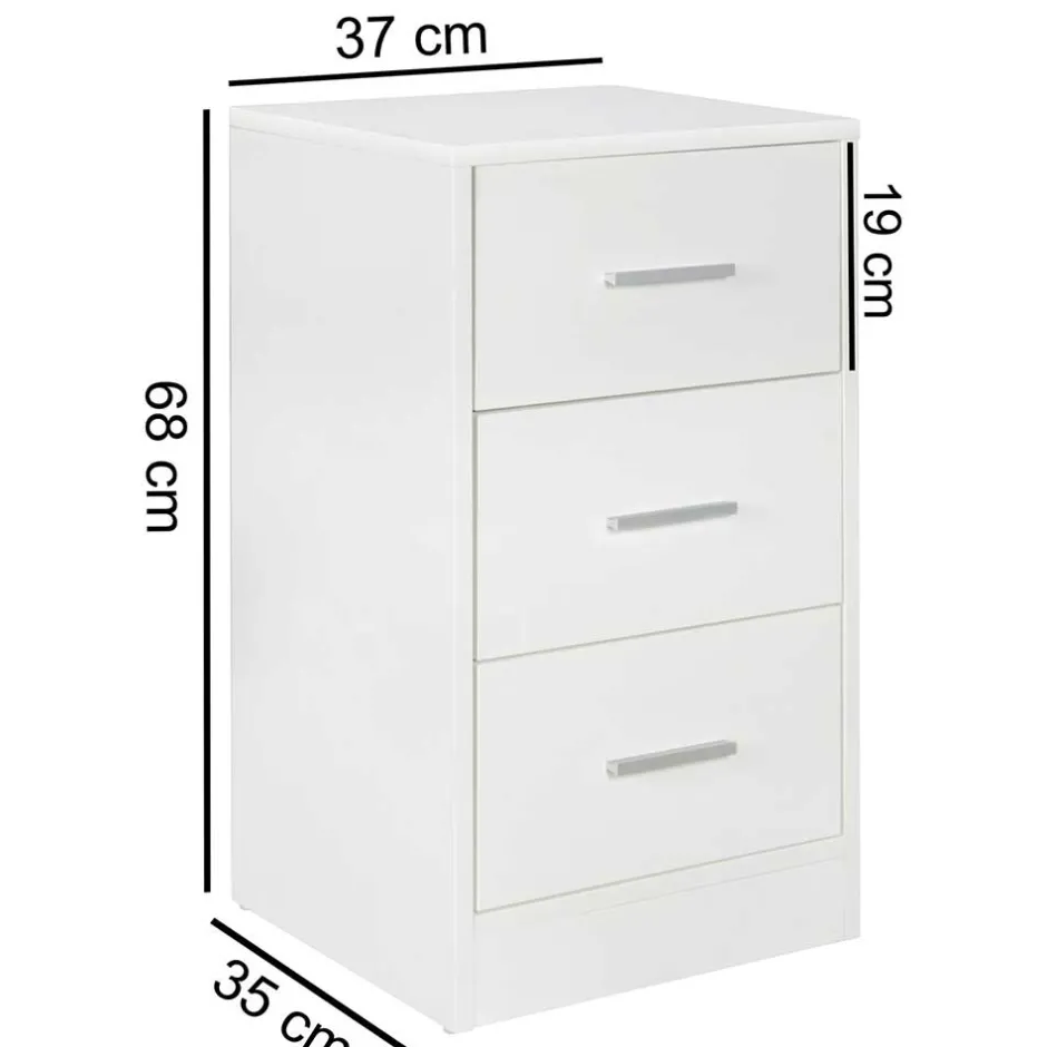 Wohnen Nachtkommode in Weiß mit Metallgriffen - Guantama