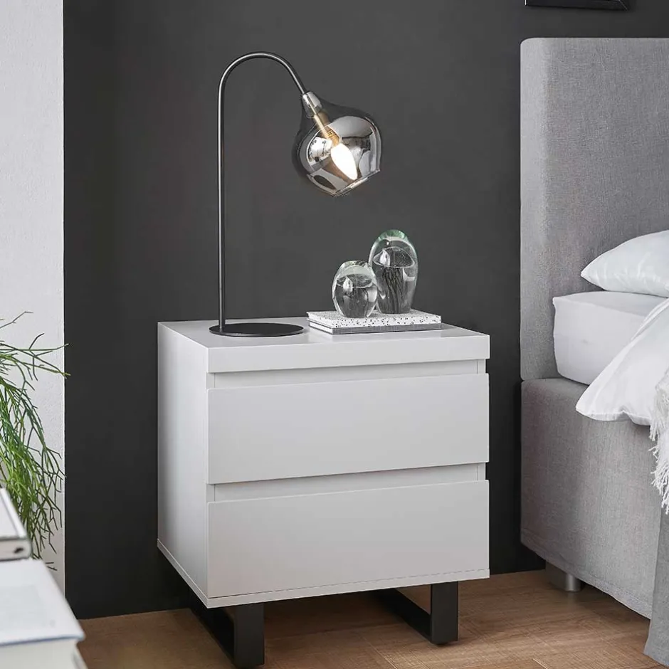 Wohnen Nachtkommode in Weiß mit Schwarz - Atela