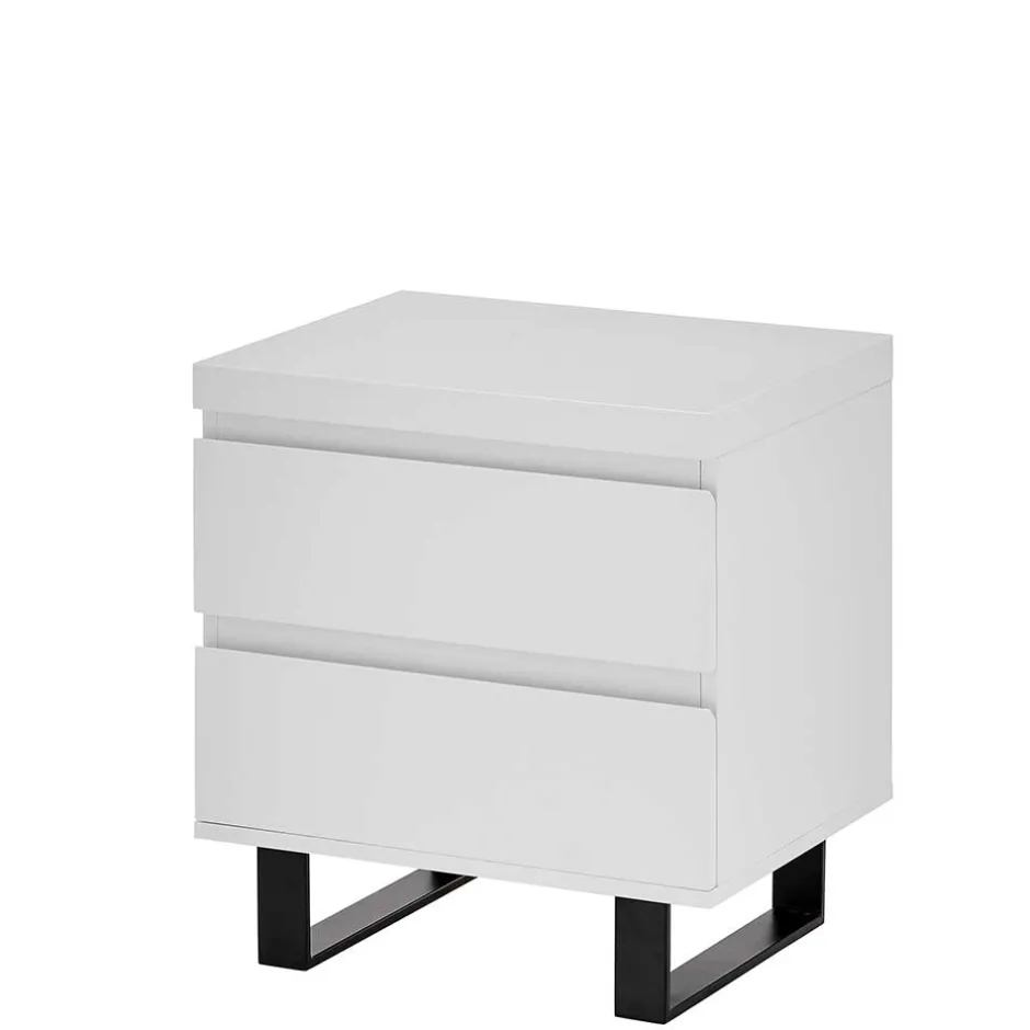 Wohnen Nachtkommode in Weiß mit Schwarz - Atela