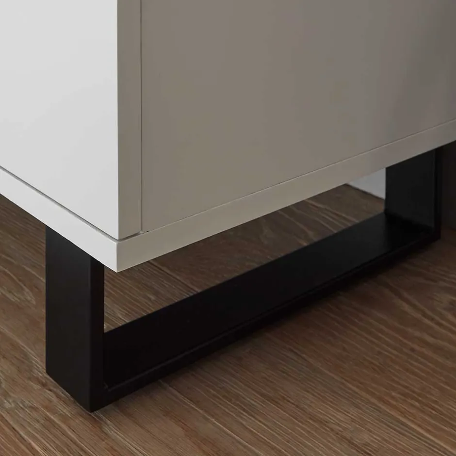 Wohnen Nachtkommode in Weiß mit Schwarz - Atela