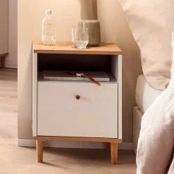 Wohnen Nachtkommode in Weiß mit Wildeiche - Ambreros