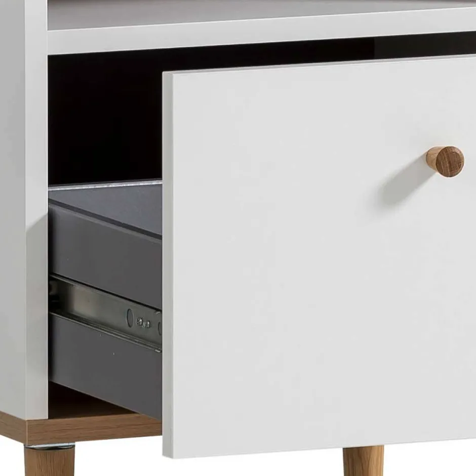 Wohnen Nachtkommode in Weiß mit Wildeiche - Ambreros