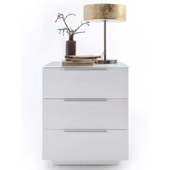 Nachtkommode mit Glasbeschichtung Ardila in Weiß^Wohnen Hot
