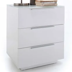 Nachtkommode mit Glasbeschichtung Ardila in Weiß^Wohnen Hot