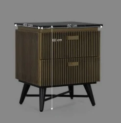 Nachtkommode mit Marmorplatte - Hayato^Wohnen