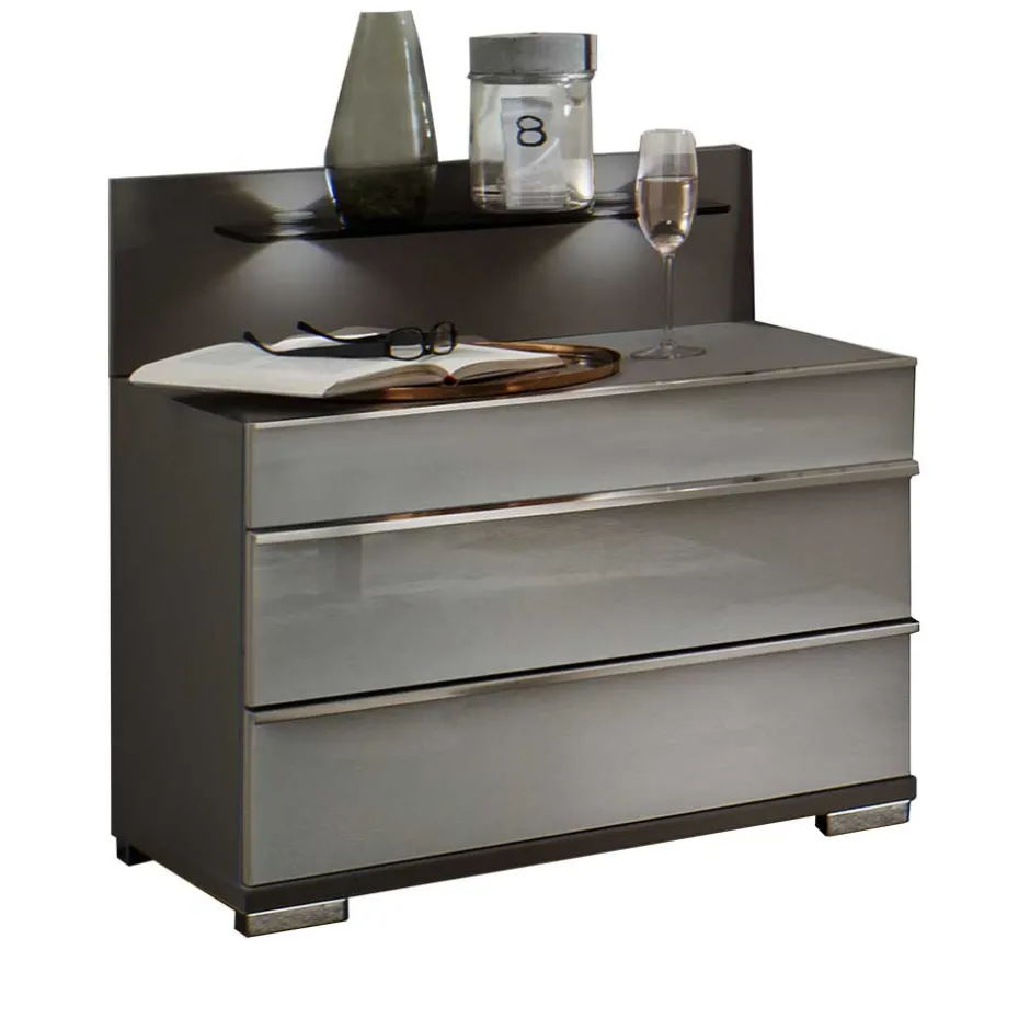 Wohnen Nachtkommoden mit Glasfront Grau - Ocavado (2er Set)