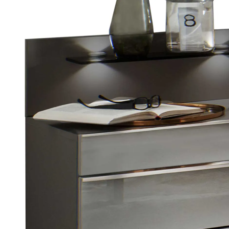 Wohnen Nachtkommoden mit Glasfront Grau - Ocavado (2er Set)
