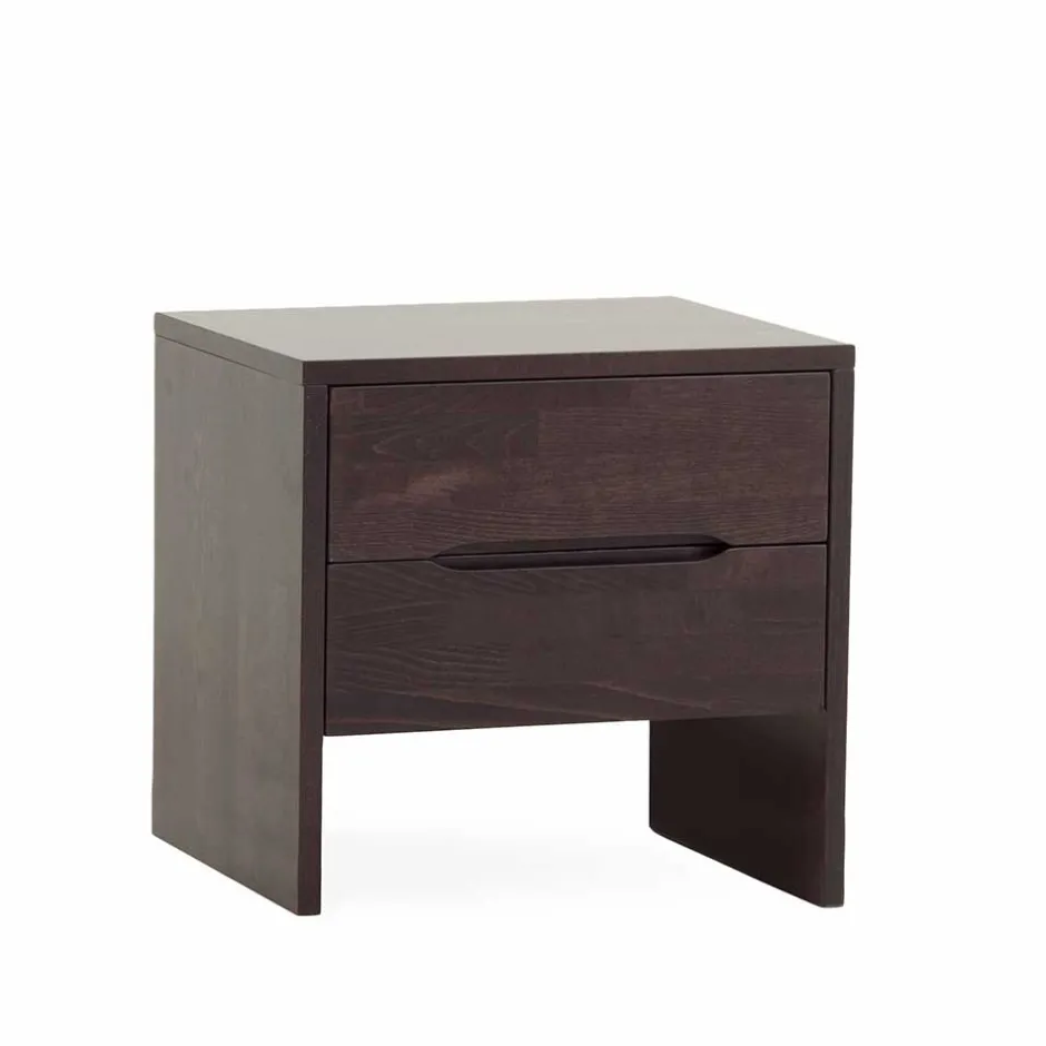 Wohnen Nachtschrank aus Buche Wengefarben Jet mit 2 Schubladen