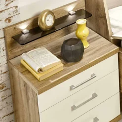 Wohnen Nachtschrank Set Neriman in Creme und Eichefarben (2er Set)