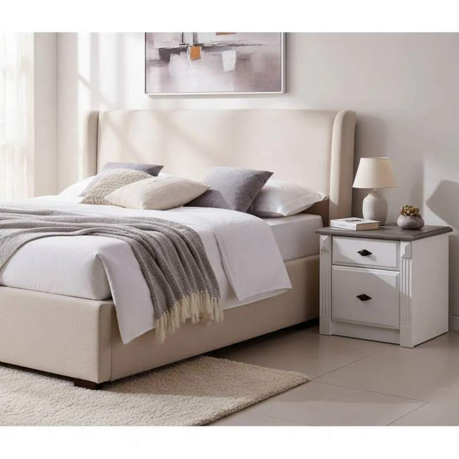 Wohnen Nachtschränkchen Caneon in Grau Weiß