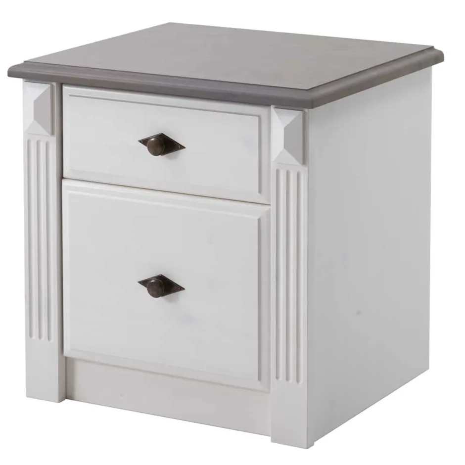 Wohnen Nachtschränkchen Caneon in Grau Weiß